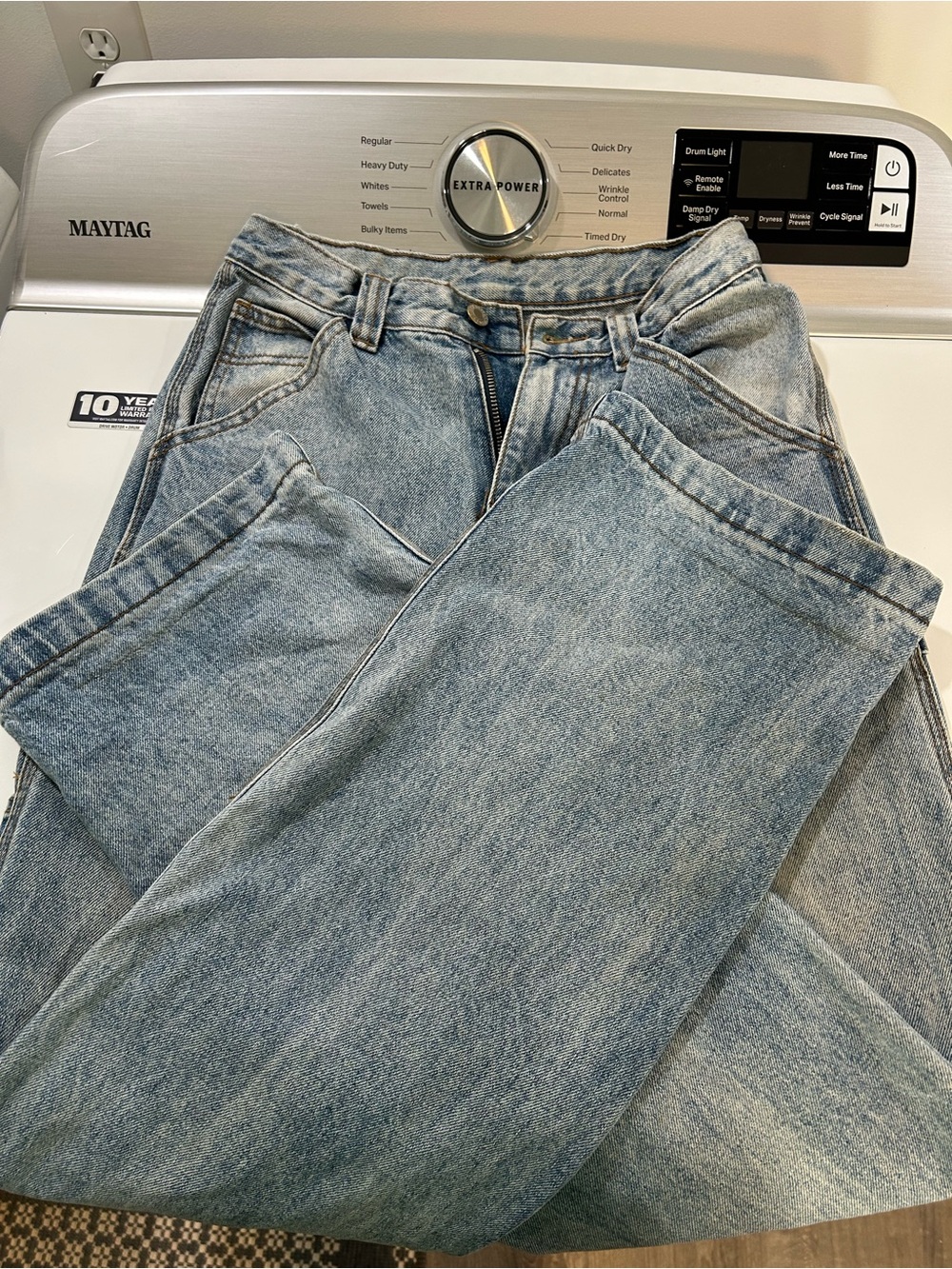 John Galt Light Blue Wide Leg Denim Cargo Style Jeans